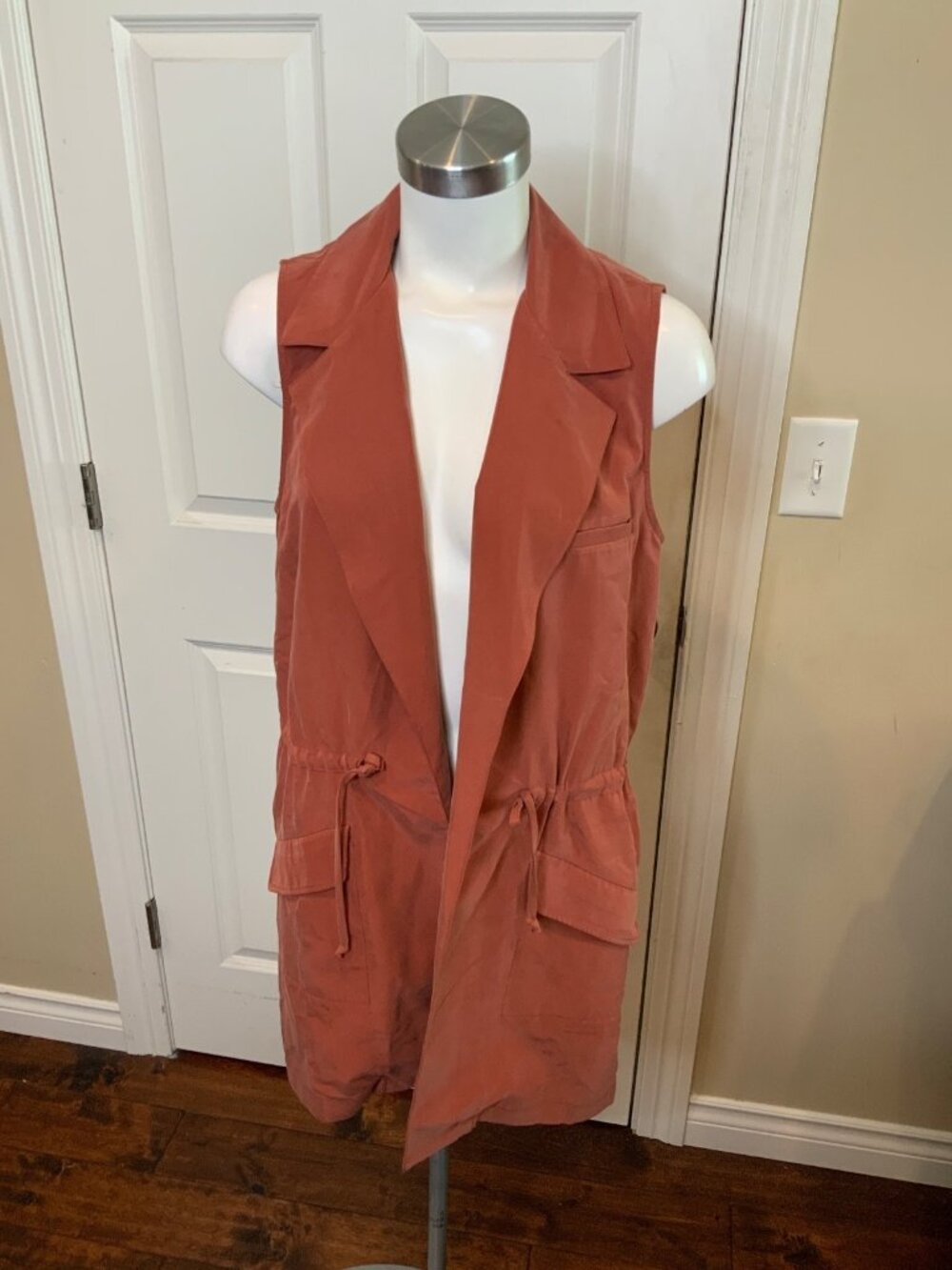 Elevenses Anthropologie Brick Red Open Front Vest, Size M
